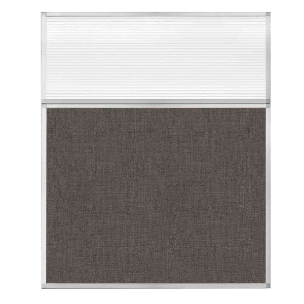 Hush Panel Configurable Cubicle Partition 5' x 6' W/ Window Mocha Fabric Clear Fluted Window